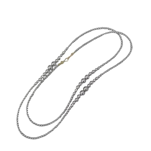 Layered Silver Bead Necklace Set – Elegant Double Strand Design – Lightweight - Picture 1 of 3